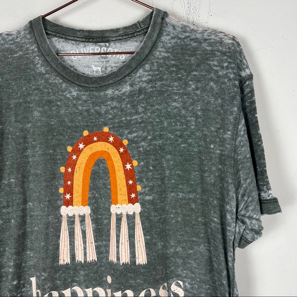 Policed & Otis Happiness is Contagious Olive Green Heathered Tee Size Large - Picture 2 of 5